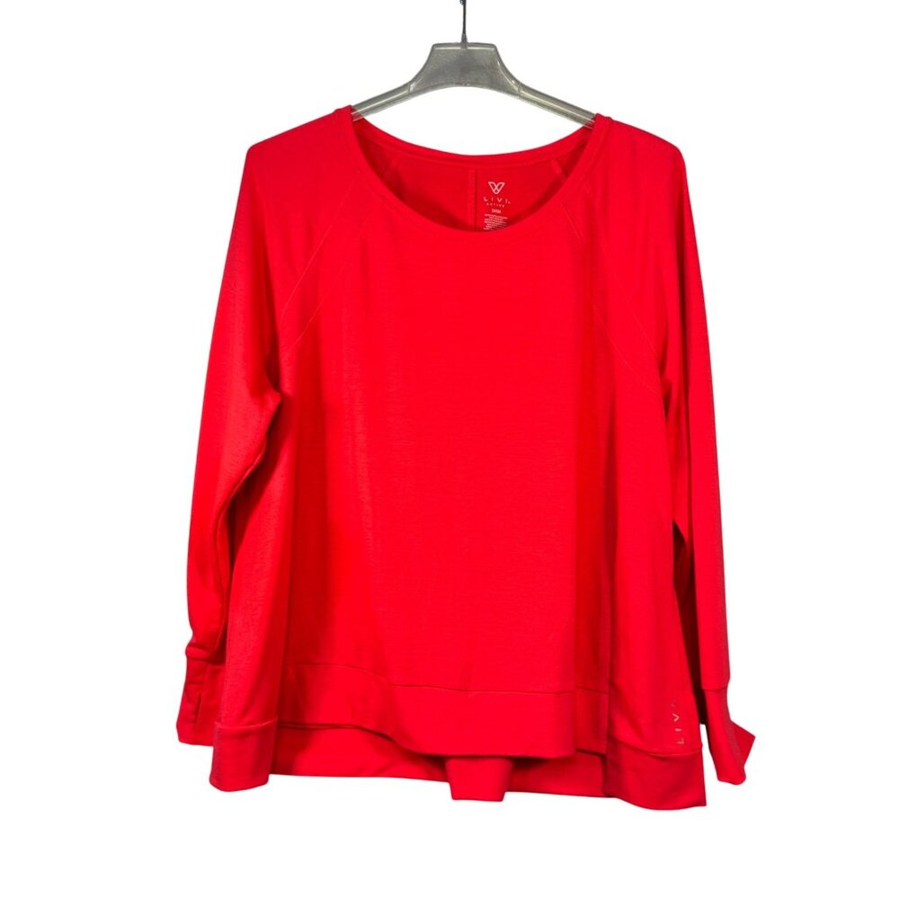 Livi Active Red Long Sleeve Top Size 22/24 Plus Comfortable Crewneck